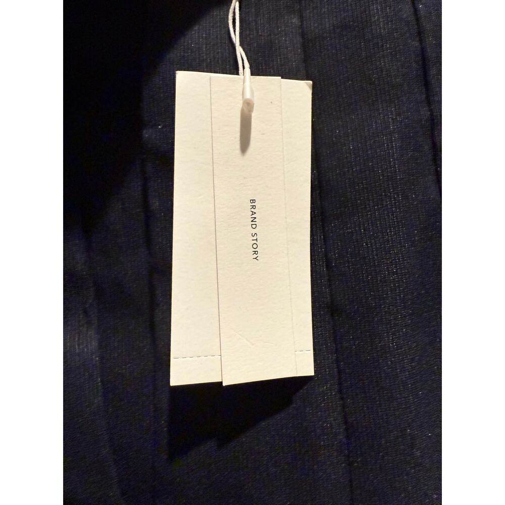 Vince. Pleat‎ Long Sleeve Linen Blend Trapeze Dress in Navy 0 - Picture 5 of 7